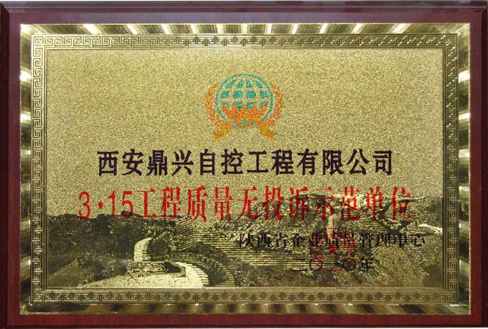 鼎興榮譽(yù)-3·15工程質(zhì)量無投訴示范單位 鼎興榮譽(yù)-3·15工程質(zhì)量無投訴示范單位